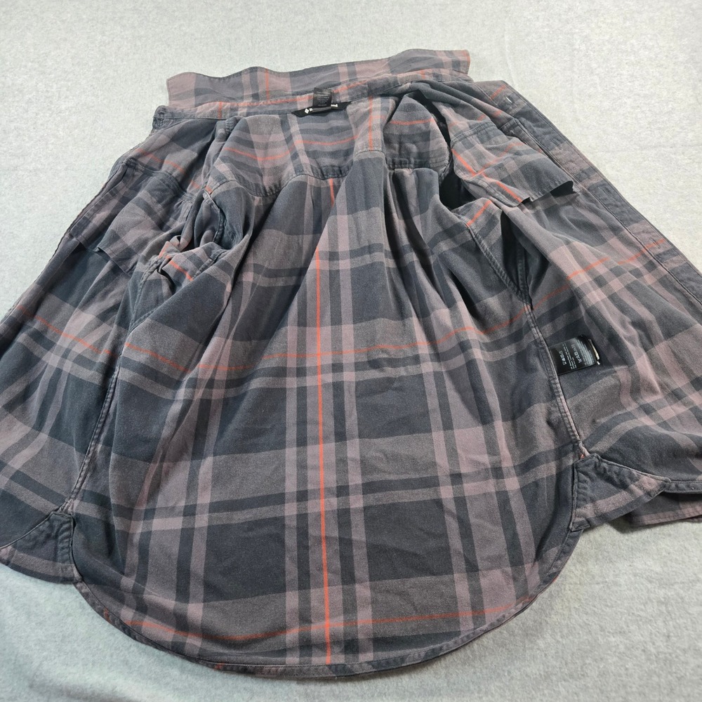 Black Diamond Mens Plaid Flannel Button Down Shirt Grey Black Orange Medium - Picture 4 of 16